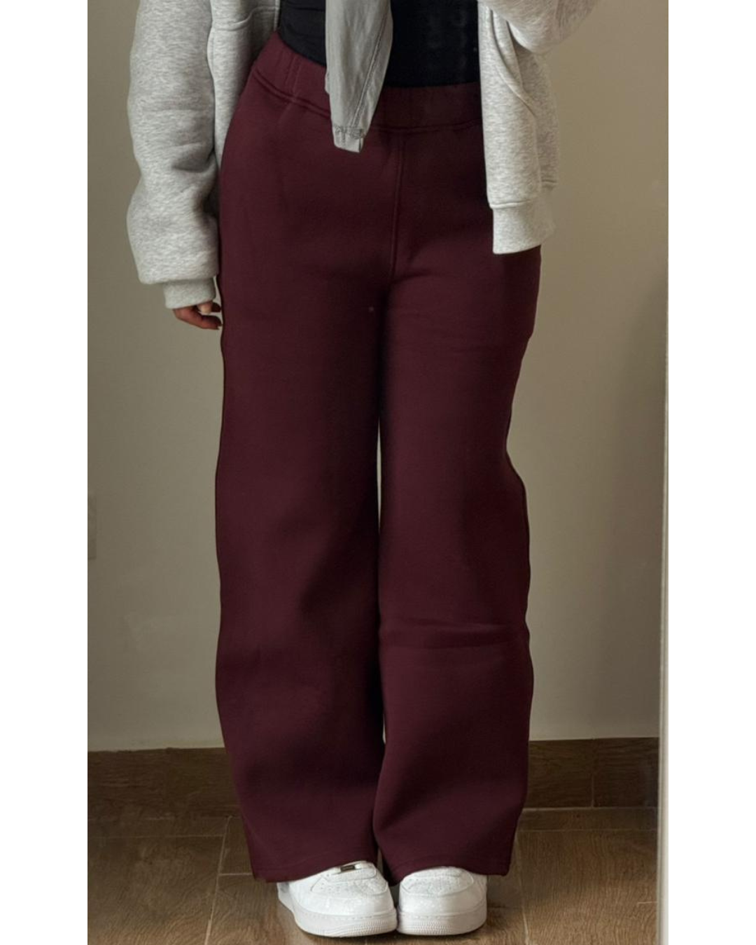Winter Burgundy Melton Sweatpants