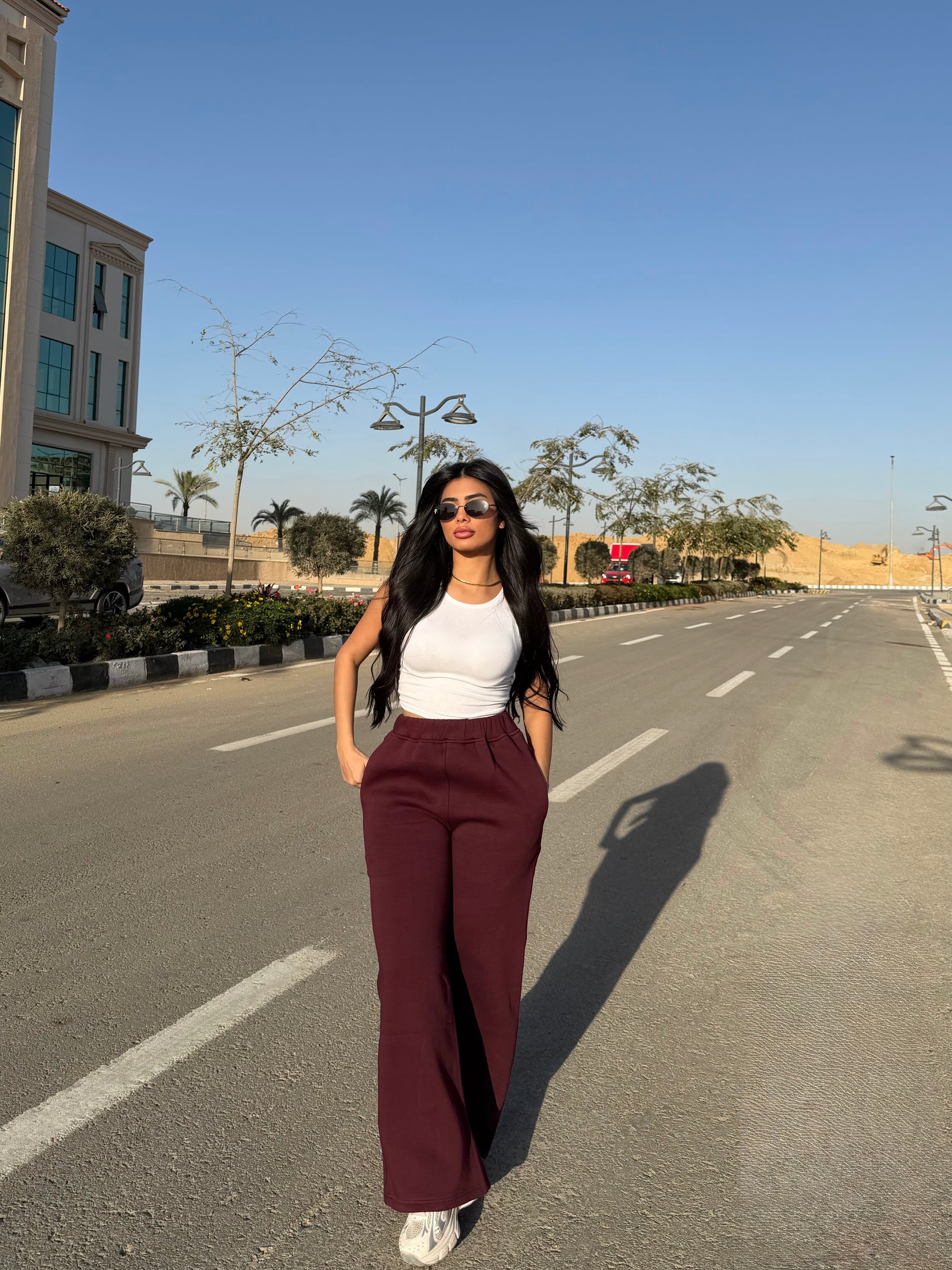 Burgundy Melton Sweatpants