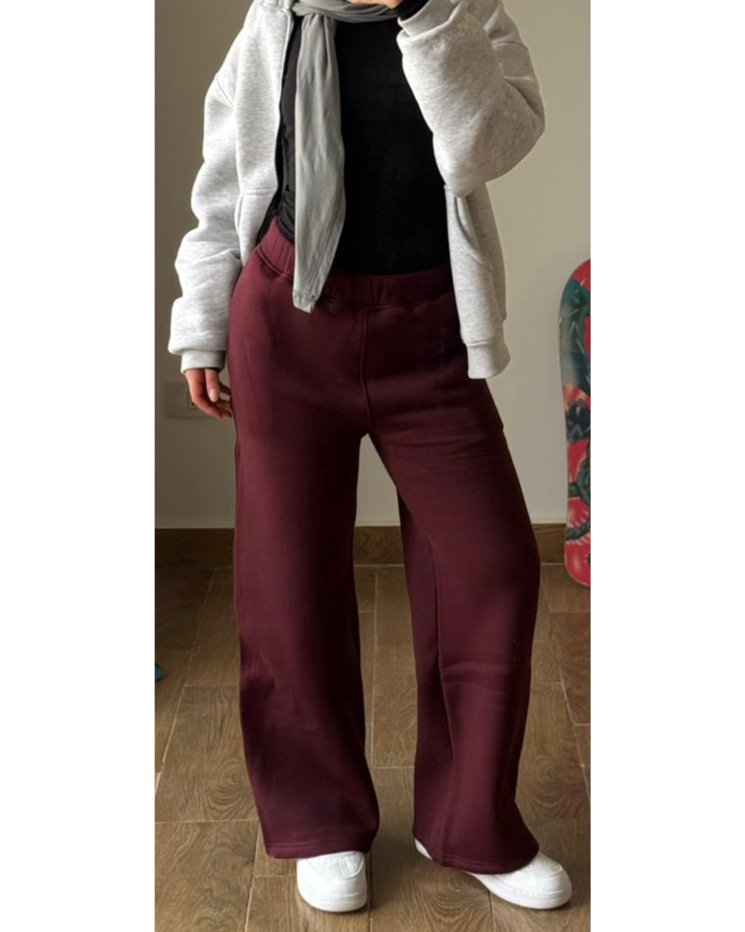 Winter Burgundy Melton Sweatpants